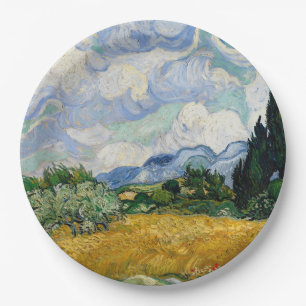 Plato De Papel Vicente Van Gogh Campo De Trigo Con Cipreses