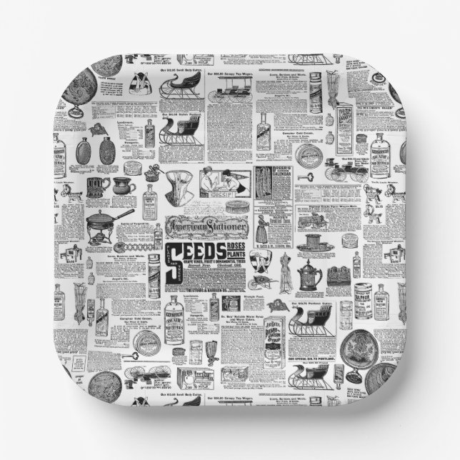 Plato De Papel victorian catalog black white antique toile (Anverso)