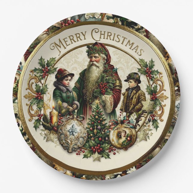 Plato De Papel Victorian Christmas Elegance  (Anverso)