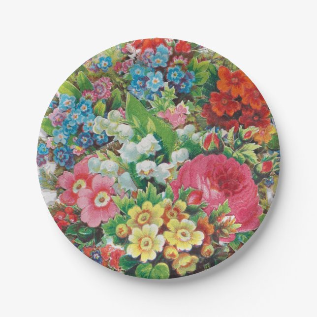 Plato De Papel Victorian Era Valentine's Card, Floral Bouquet (Anverso)