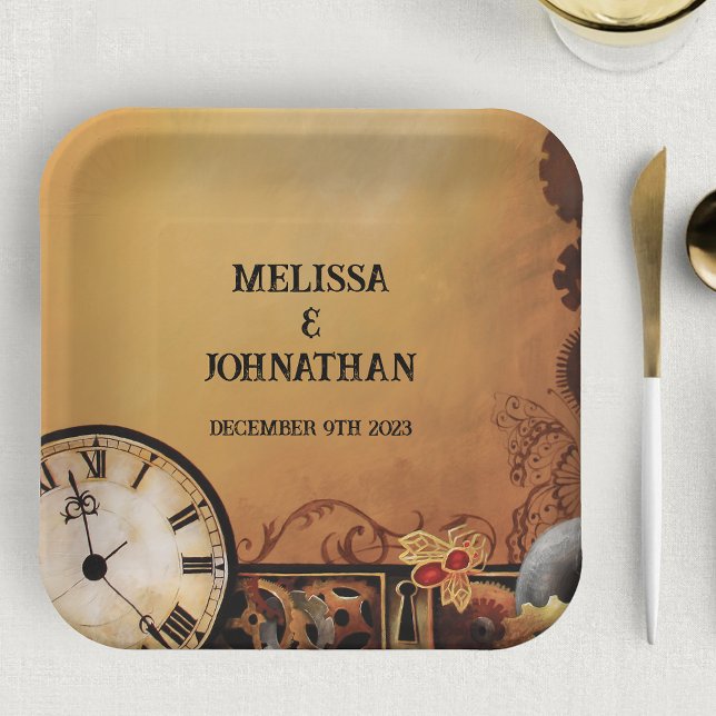 Plato De Papel Victorian Steampunk Boda (Subido por el creador)