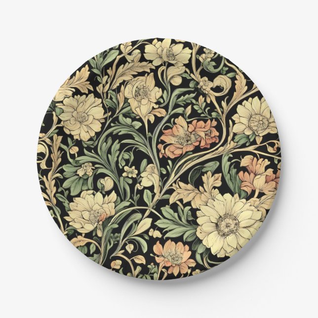Plato De Papel Victorian-style floral pattern  (Anverso)