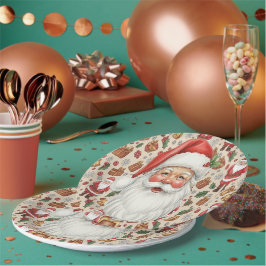 Plato De Papel Victorian Watercolor Santa Christmas Collection