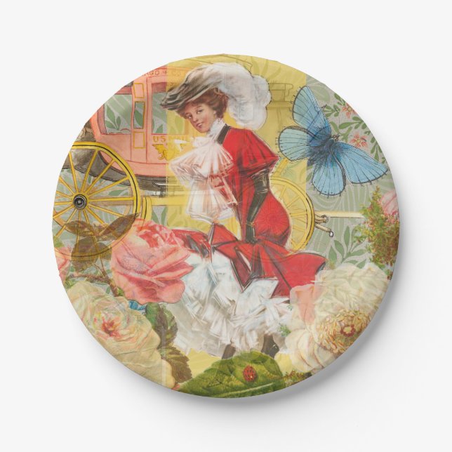 Plato De Papel Victoriana Lady Woman Fun Carriage (Anverso)