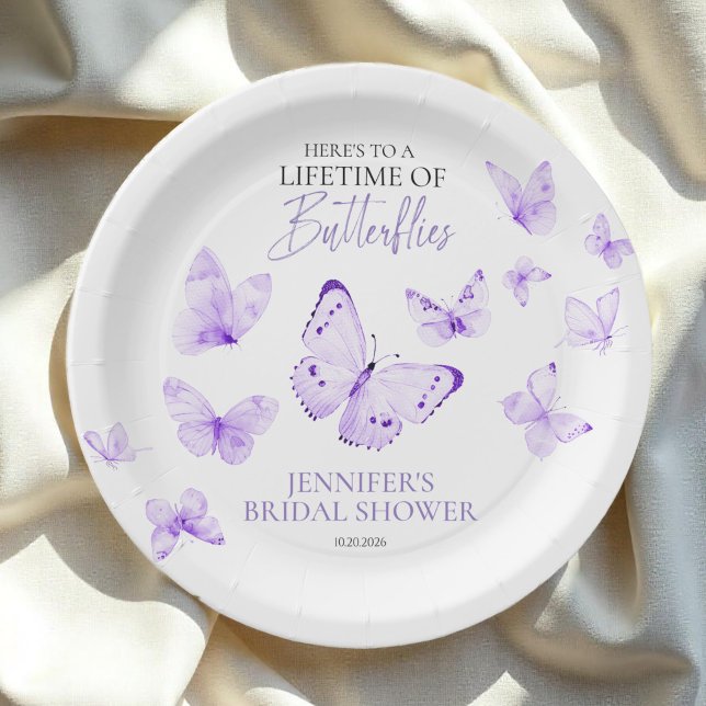 Plato De Papel Vida de Mariposas Ducha de Novia Lavanda (Subido por el creador)