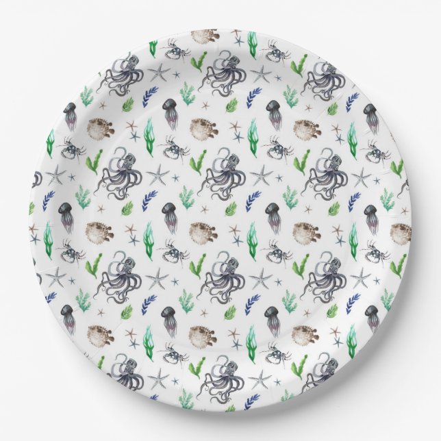 PLATO DE PAPEL VIDA MARINA (Anverso)