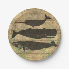 Plato De Papel Vida marina náutica de ballena antigua