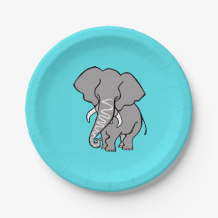 Plato De Papel Vida silvestre africana - ELEFANTE - Naturaleza - 
