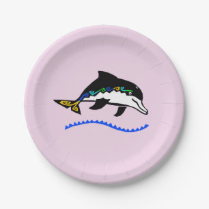 Plato De Papel Vida silvestre - DOLPHIN - Naturaleza - Fiesta ros