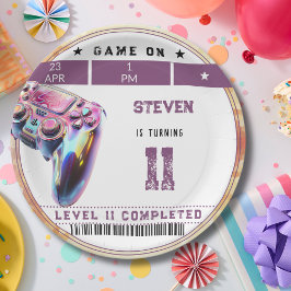 Plato De Papel Videojuegos de cumpleaños