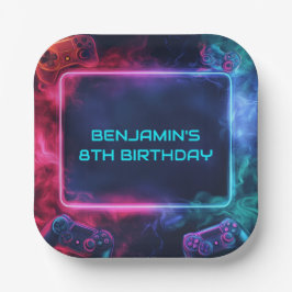 Plato De Papel Videojuegos personalizados para niños fiesta de cu
