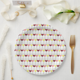 Plato De Papel Vidrio de Rosé Blanco Rojo Glasses Winery Wine Lov