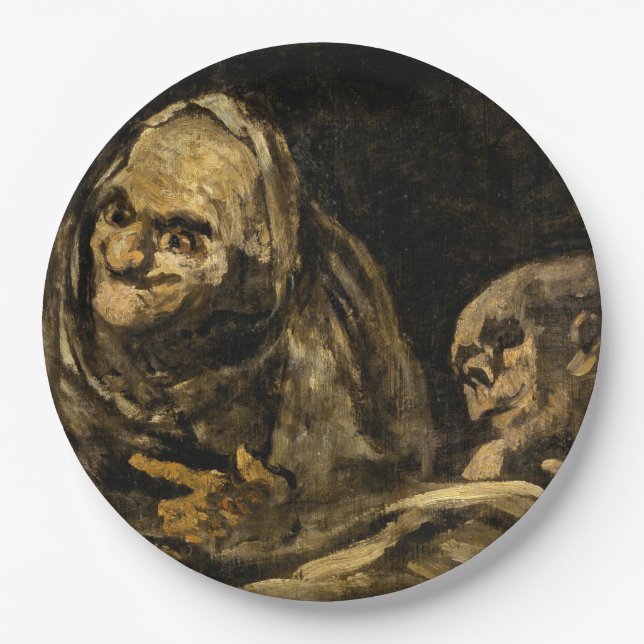 Plato De Papel Vieja con esqueleto (muerte) (Francisco Goya) (Anverso)