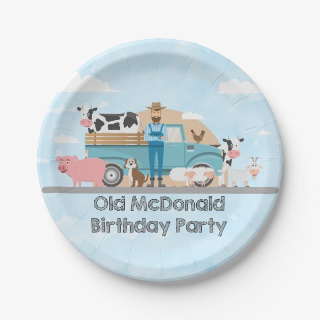 Plato De Papel Vieja fiesta de cumpleaños de McDonald Farm (Anverso)