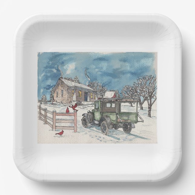 Plato De Papel Viejo Invierno (Anverso)