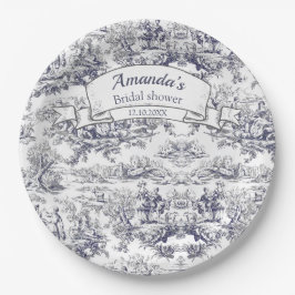 Plato De Papel Viejo toile negro floral de jouy Ducha de novia