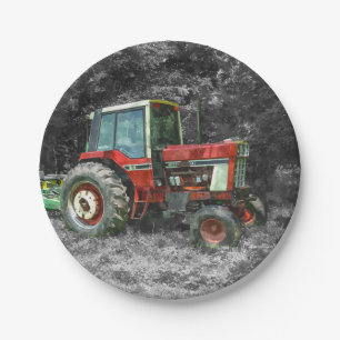 Plato De Papel Viejo Tractor Internacional Painterly