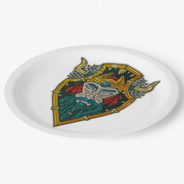 Plato De Papel Viking Portrait Metallic Look (Angular)