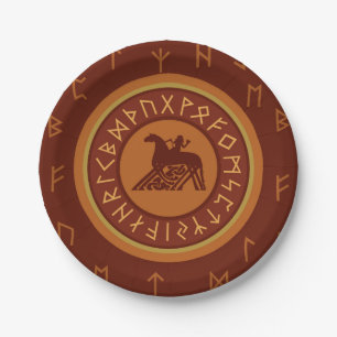 Plato De Papel Viking Runes y Horseman