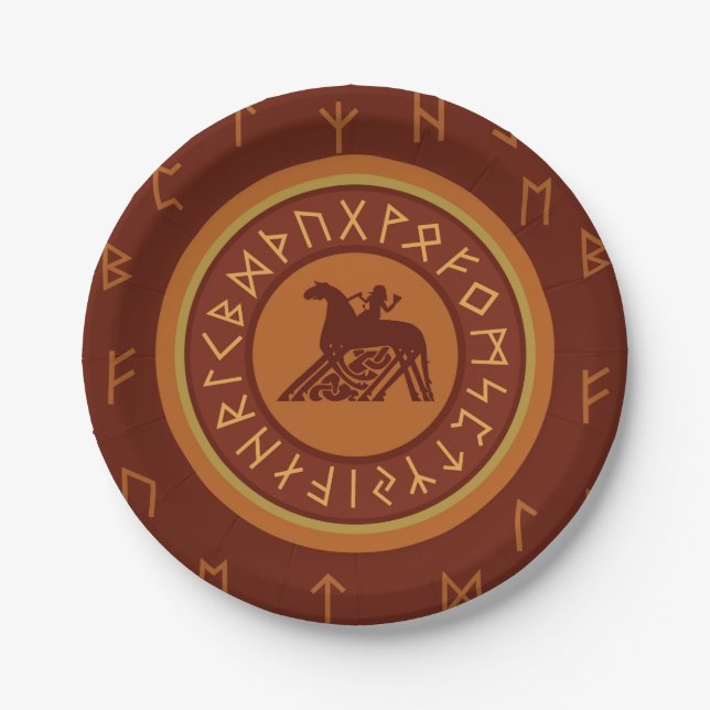 Plato De Papel Viking Runes y Horseman (Anverso)