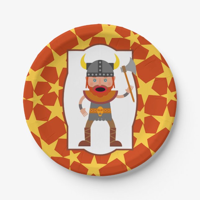 Plato De Papel Viking Warrior Boy Birday Party (Anverso)