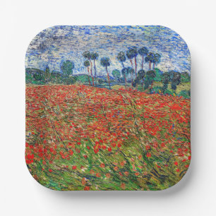Plato De Papel Vincent van Gogh - Campo de amapola
