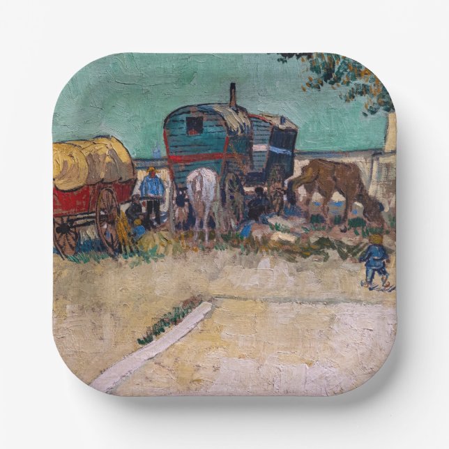 Plato De Papel Vincent Van Gogh - Caravanas, campo gitano cerca d (Anverso)