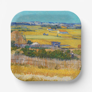 Plato De Papel Vincent van Gogh - Cosecha en La Crau