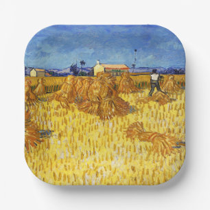 Plato De Papel Vincent van Gogh - Cosecha en Provenza