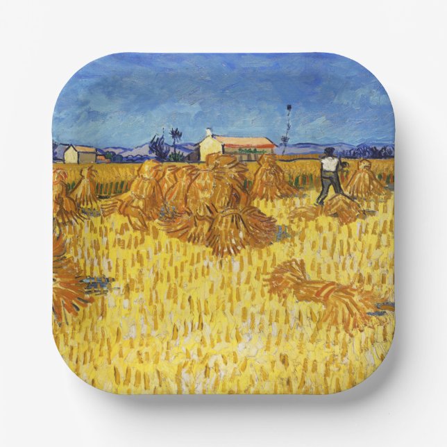 Plato De Papel Vincent van Gogh - Cosecha en Provenza (Anverso)