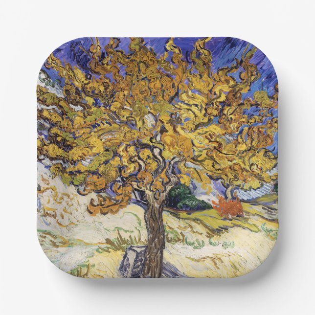 Plato De Papel Vincent van Gogh - El árbol de las moras (Anverso)