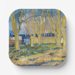 Plato De Papel Vincent van Gogh - El tren azul