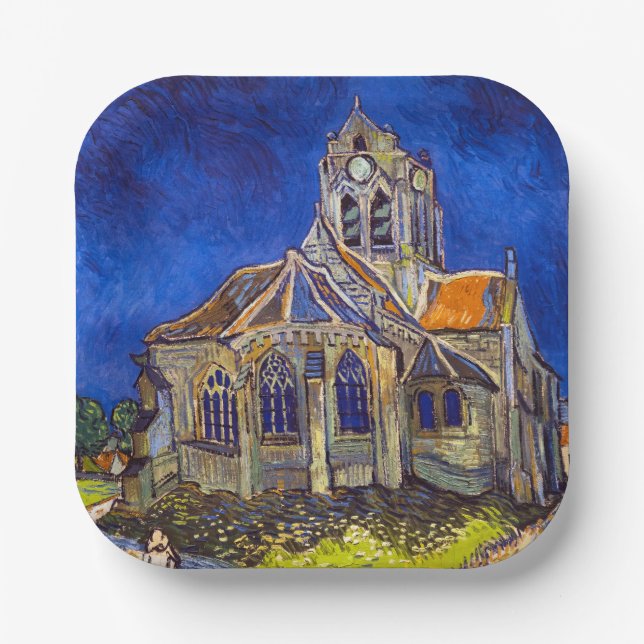 Plato De Papel Vincent van Gogh - La Iglesia de Auvers (Anverso)
