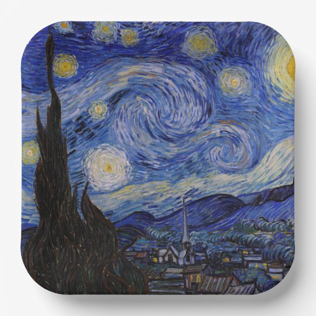 Plato De Papel Vincent Van Gogh - La noche estrellada (Anverso)