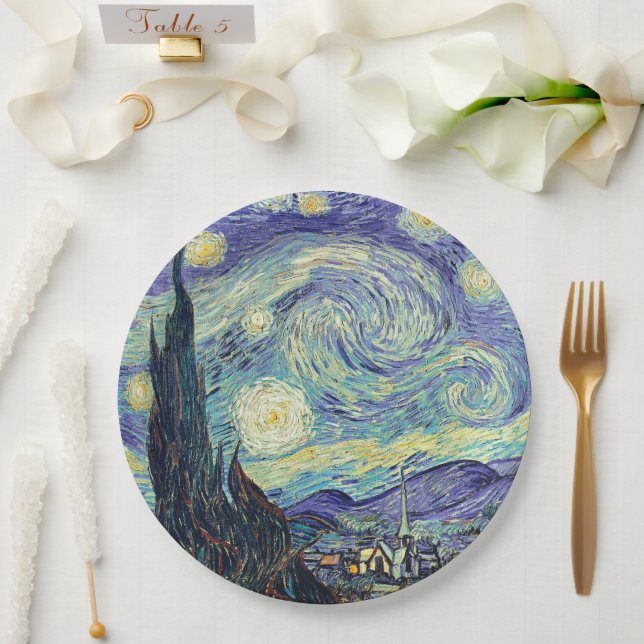 Plato De Papel Vincent Van Gogh La Noche Starry (Boda)