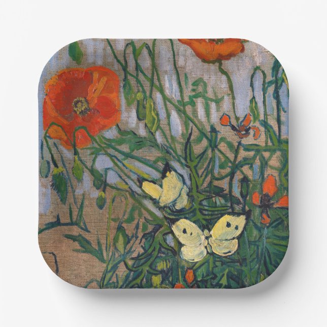 Plato De Papel Vincent van Gogh - Mariposas y Papas (Anverso)