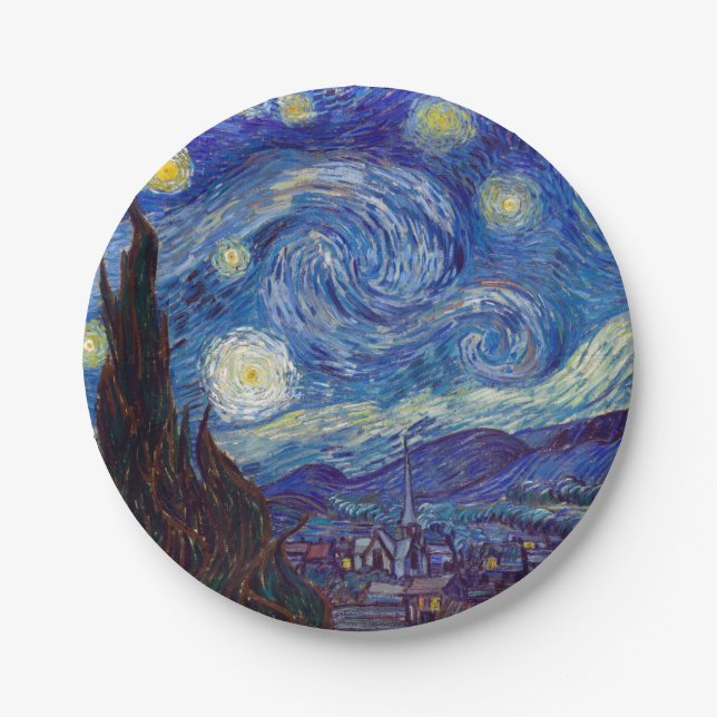 Plato De Papel VINCENT VAN GOGH - Noche estrellada 1889 (Anverso)