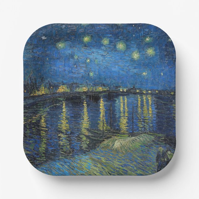 Plato De Papel Vincent van Gogh - Noche estrellada sobre el Ródan (Anverso)