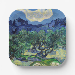 Plato De Papel Vincent van Gogh - Olivos con los Alpilles