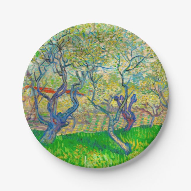 Plato De Papel Vincent van Gogh Orchard en Blossom (Anverso)