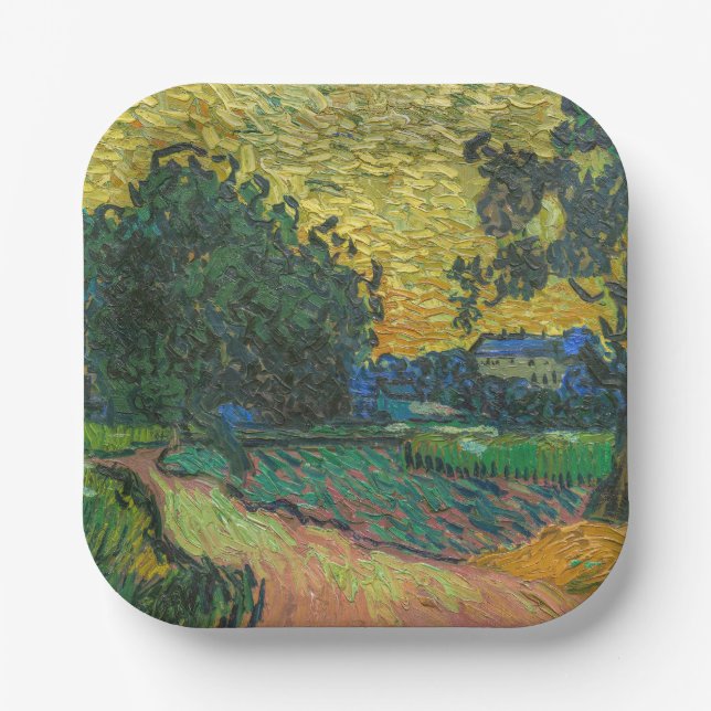 Plato De Papel Vincent van Gogh - Paisaje en Crepúsculo (Anverso)