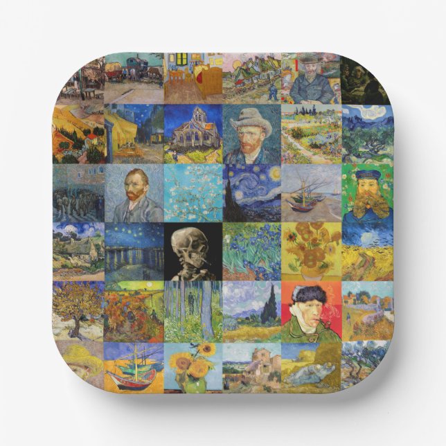 Plato De Papel Vincent van Gogh - Piquetas maestras del mosaico (Anverso)