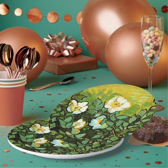 Plato De Papel Vincent van Gogh - Rosas salvajes, (Multi)