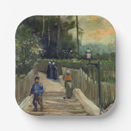 Plato De Papel Vincent van Gogh - Sendero inclinado en Montmartre