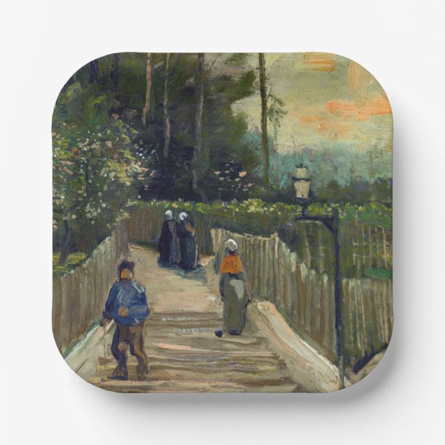 Plato De Papel Vincent van Gogh - Sendero inclinado en Montmartre (Anverso)