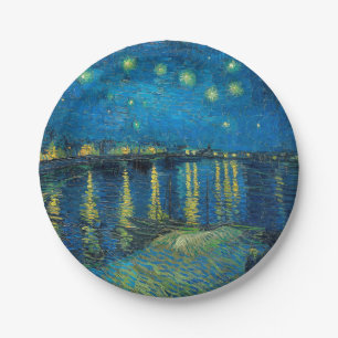 Plato De Papel Vincent Van Gogh Starry Night Over the Rhone