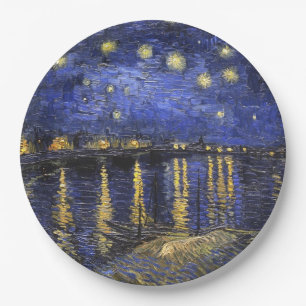 Plato De Papel Vincent Van Gogh Starry Night Sobre El Ródano