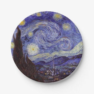 Plato De Papel Vincent Van Gogh Starry Night Vintage Bella Artes