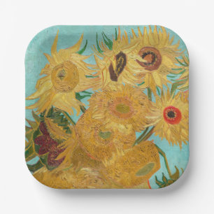 Plato De Papel Vincent Van Gogh - Vase con doce girasoles