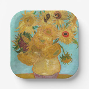 Plato De Papel Vincent Van Gogh - Vase con doce girasoles